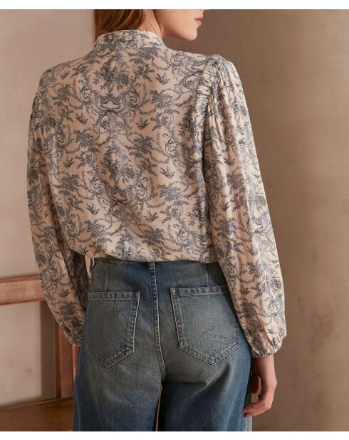 Blouse Philippine imprimée Arab indigo clair