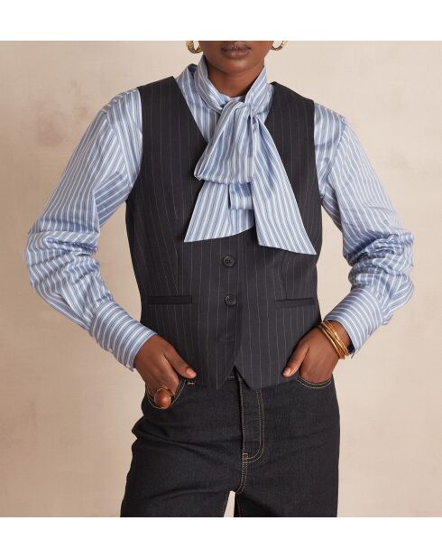 Marineblauw gestreept vest Abel bis