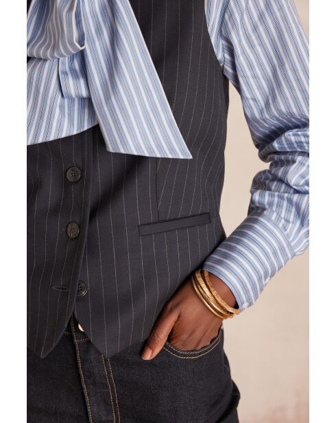 Marineblauw gestreept vest Abel bis
