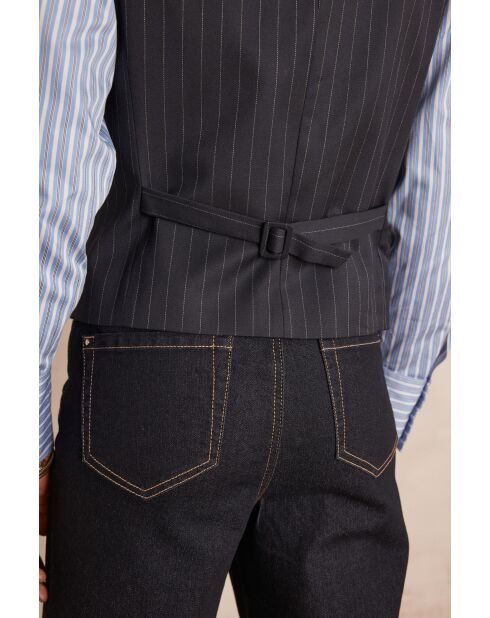 Marineblauw gestreept vest Abel bis
