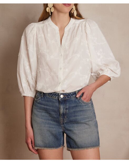 Patience Bluse mit ecrufarbener Stickerei