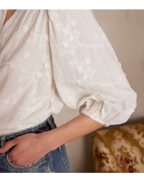 Patience Bluse mit ecrufarbener Stickerei