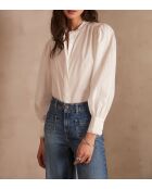 Ecrufarbene bestickte Peyton-Bluse