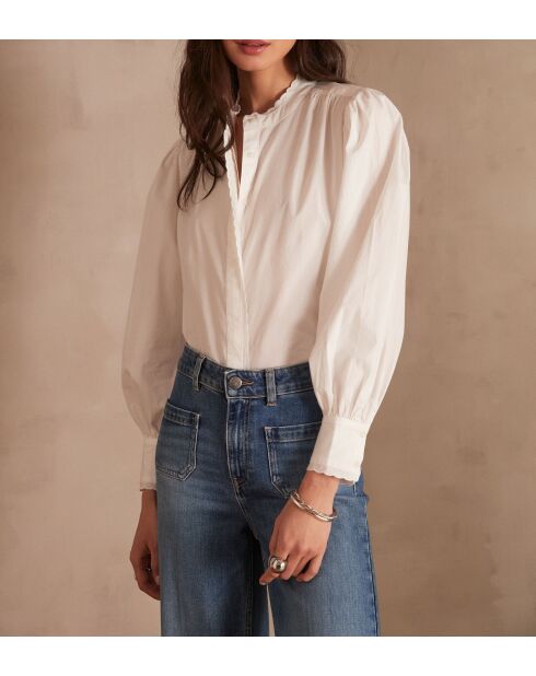 Ecrufarbene bestickte Peyton-Bluse