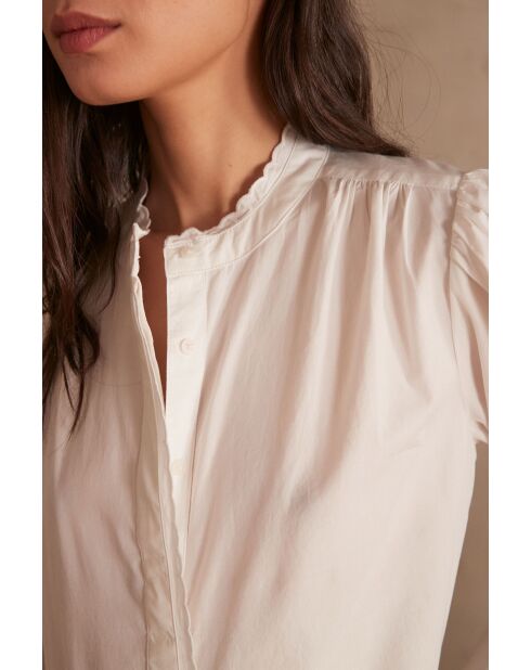 Ecrufarbene bestickte Peyton-Bluse