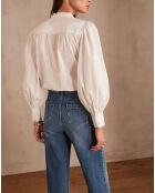Ecrufarbene bestickte Peyton-Bluse