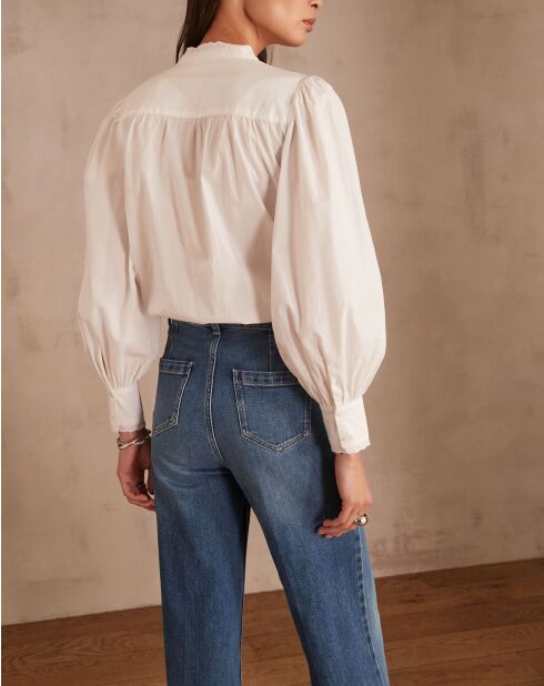 Ecrufarbene bestickte Peyton-Bluse