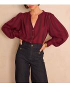 Burgunderrote, gestreifte Bluse
