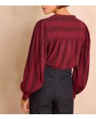 Burgunderrote, gestreifte Bluse