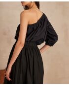 schlichte schwarze Schulterbluse