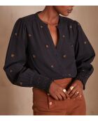 Blouse Baptiste brodée marine