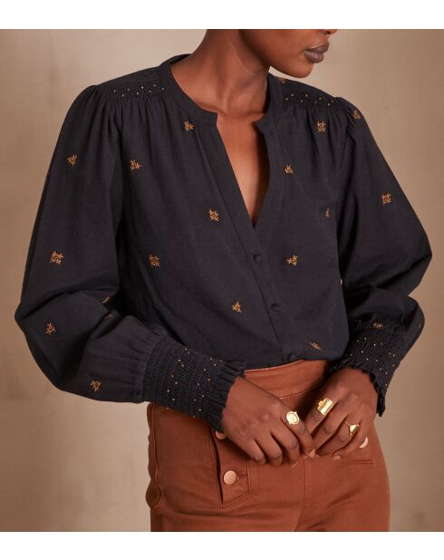 Blouse Baptiste brodée marine