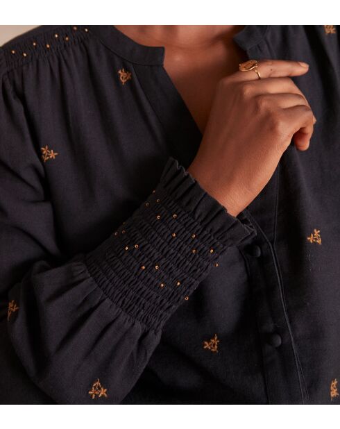 Blouse Baptiste brodée marine