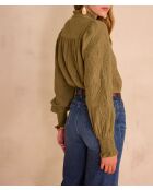 Khakifarbene bestickte Bluse Malia