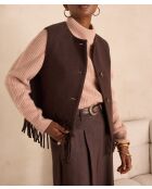 Gilet Paige con frange color cioccolato