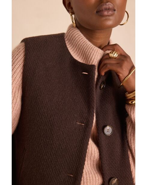 Gilet Paige con frange color cioccolato