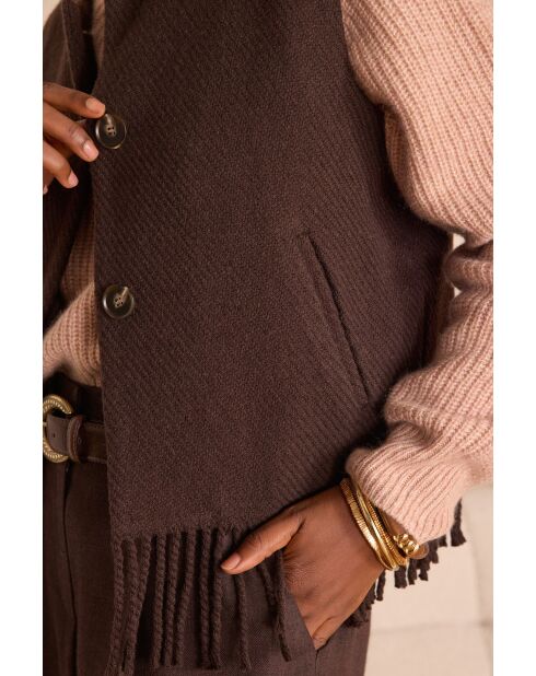Gilet Paige con frange color cioccolato
