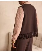 Gilet Paige con frange color cioccolato