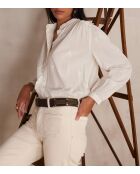 Cremefarbene bestickte Bluse Sandra