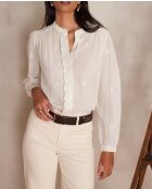 Cremefarbene bestickte Bluse Sandra