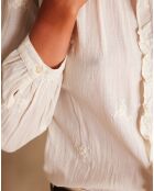 Cremefarbene bestickte Bluse Sandra
