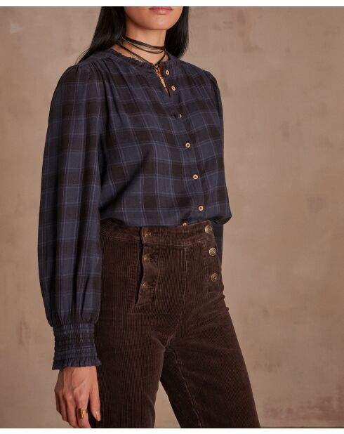 Blouse à carreaux Beverly bleue