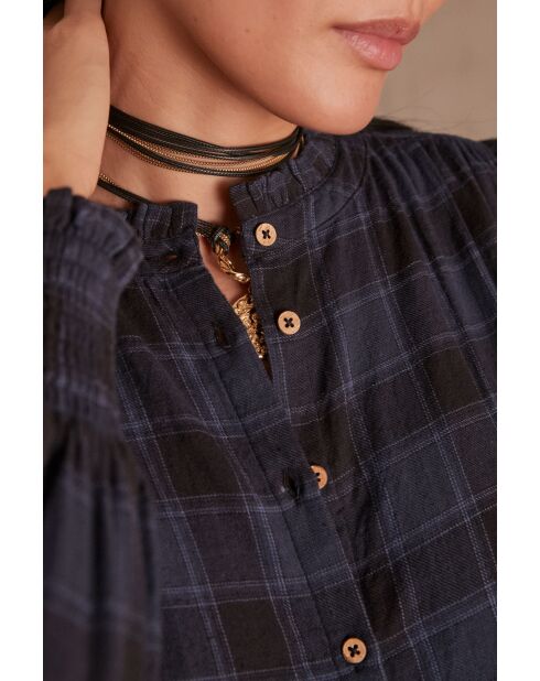 Blouse à carreaux Beverly bleue