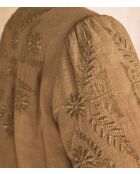 Khakifarbene Jacke Pamina mit Stickerei