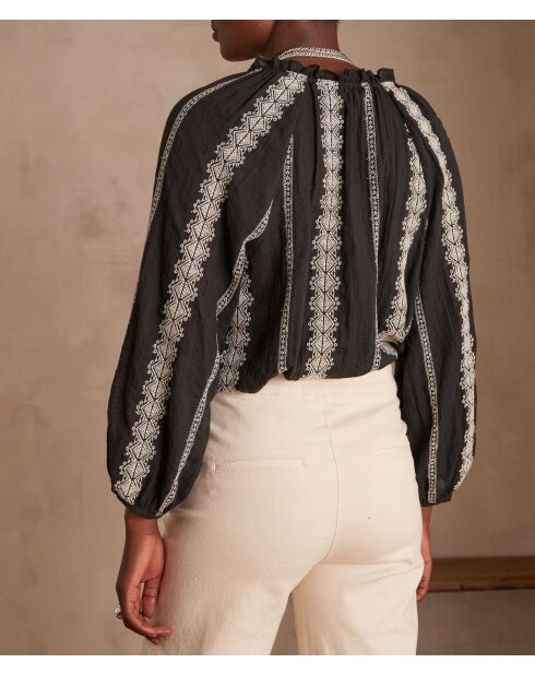Blouse Blanca bis brodée noire