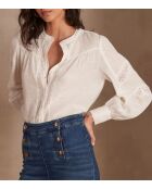 Bea crèmekleurige blouse met borduursel
