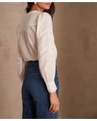 Bea crèmekleurige blouse met borduursel