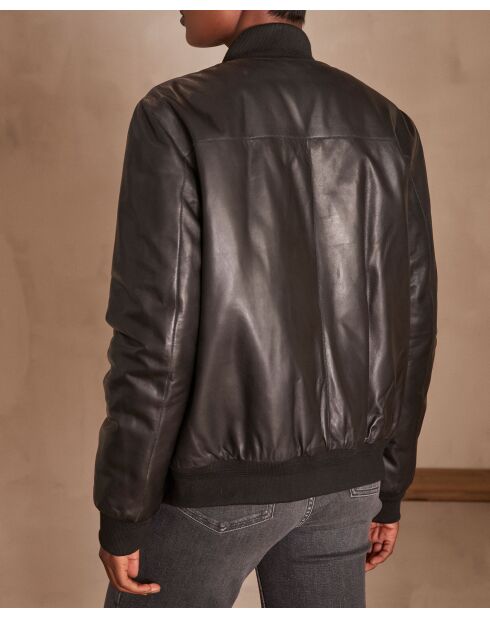 Blouson en cuir Sidney noir