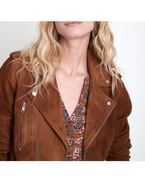 Blouson Tommy perfecto en peau camel clair