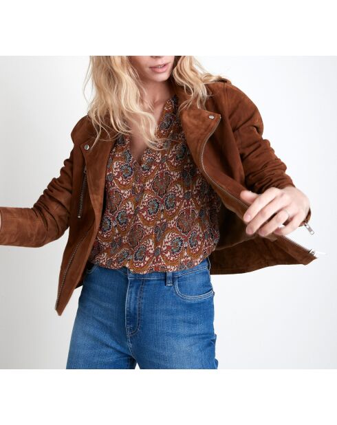 Blouson Tommy perfecto en peau camel clair