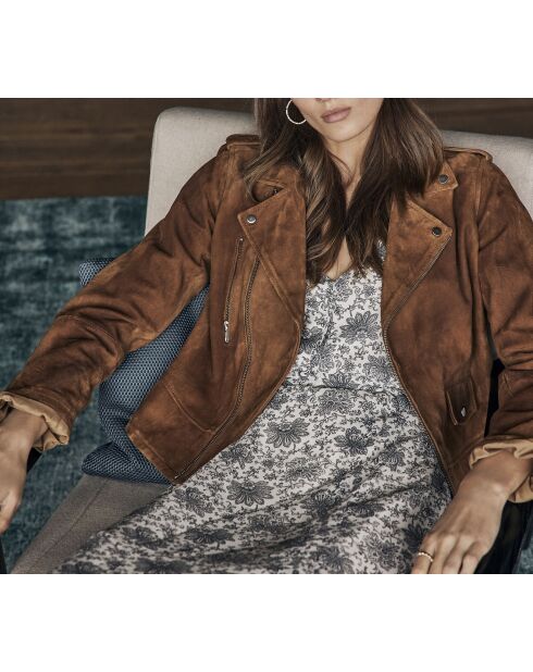 Blouson Tommy perfecto en peau camel clair