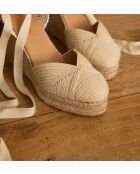 Espadrilles en cuir de porc Marina écrues