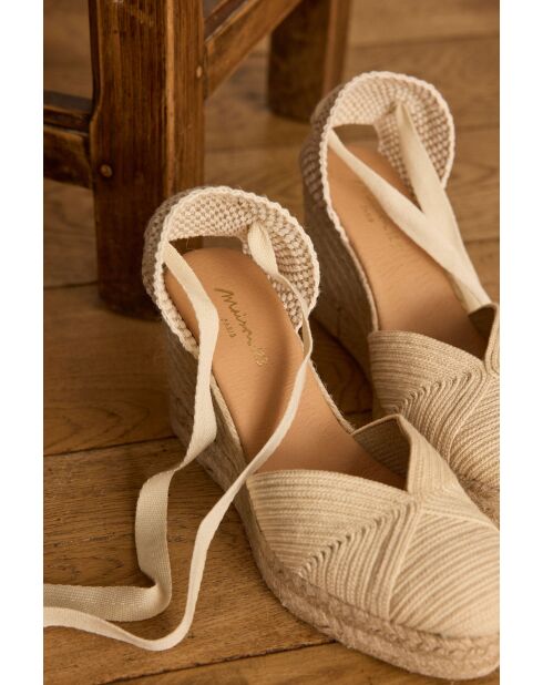 Espadrilles en cuir de porc Marina écrues