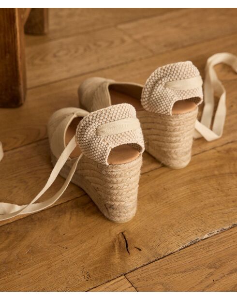 Espadrilles en cuir de porc Marina écrues