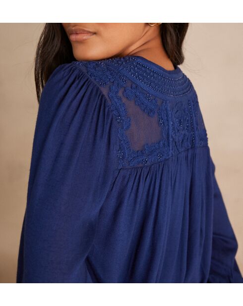 Blouse Taylor en broderie bleue