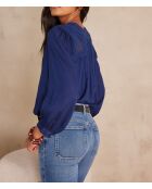 Blouse Taylor en broderie bleue