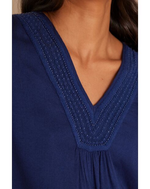 Blouse Taylor en broderie bleue