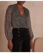 Blusa nera Prisca con stampa zebrata