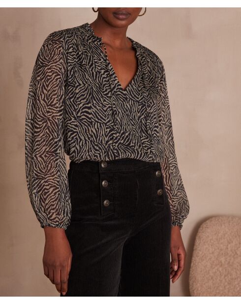 Blouse Prisca imprimée zèbre noire