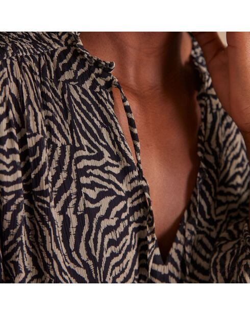 Blouse Prisca imprimée zèbre noire