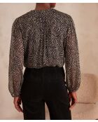 Blusa nera Prisca con stampa zebrata