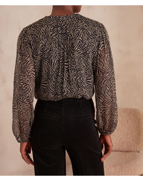 Blouse Prisca imprimée zèbre noire