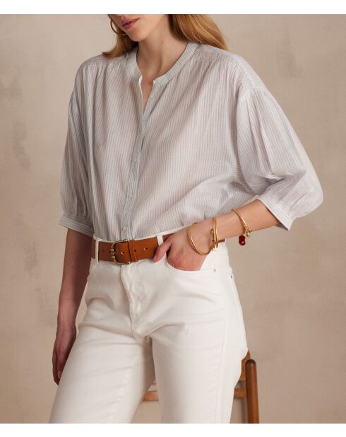 Bliss himmelblaue gestreifte Bluse