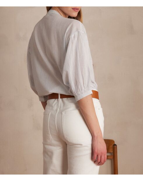 Bliss himmelblaue gestreifte Bluse