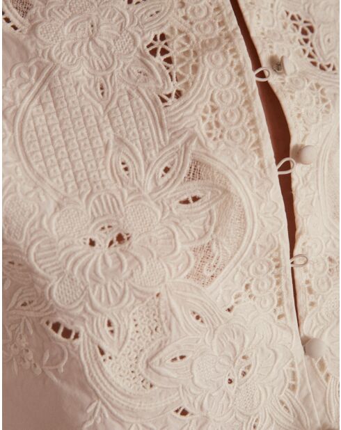 Ecrufarbene bestickte Bluse Paloma