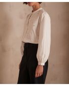 Ecrufarbene bestickte Bluse Paloma